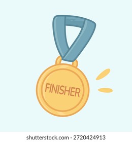 Vector ilustración plana de una medalla de oro que simboliza el éxito, la victoria y la competencia de carreras. Ideal para eventos de maratón, premios deportivos y promociones de fitness.
