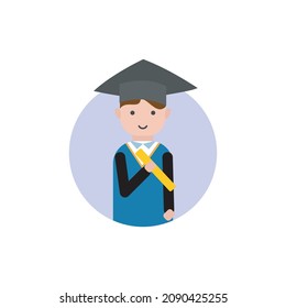 vector flat illustration graduation graduation boy and girl cartoon graduation icon