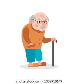 Vector flat illustration grandfather. Portrait of an old man. 