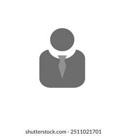 Vector flat illustration in gray scale. Avatar, user profile, person icon, silhouette, user in tie, profile picture. User login or authentication icon, symbol of human person in tie,tie user icon