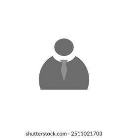 Ilustración plana de Vector en escala de grises. Avatar, perfil de usuario, icono de persona, silueta, usuario en el tiempo, imagen de perfil. Inicio de sesión de usuario o icono de autenticación, símbolo de persona humana en corbata, icono de usuario de corbata