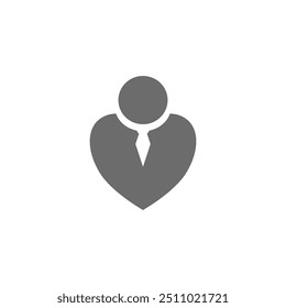 Ilustração plana vetorial em escala de cinza. Avatar, perfil do usuário, ícone de pessoa, silhueta, usuário em tempo, imagem do perfil. Logon do usuário ou ícone de autenticação, símbolo de pessoa humana empatada, ícone de usuário empatada