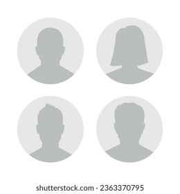 Vector flat illustration in grayscale. Avatar, user profile, person icon, gender neutral silhouette, profile picture. Suitable for social media profiles, icons, screensavers and as a template.