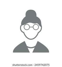 Vector flat illustration in grayscale. Avatar, user profile, person icon, profile picture. Suitable for social media profiles, icons, screensavers and as a template.