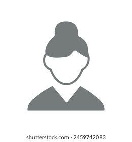 Flache Darstellung der Vektorgrafik in Graustufen. Avatar, Benutzerprofil, Personensymbol, Profilbild. Geeignet für Social Media Profile, Icons, Bildschirmschoner und als Vorlage.