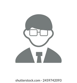 Vector flat illustration in grayscale. Avatar, user profile, person icon, profile picture. Suitable for social media profiles, icons, screensavers and as a template.
