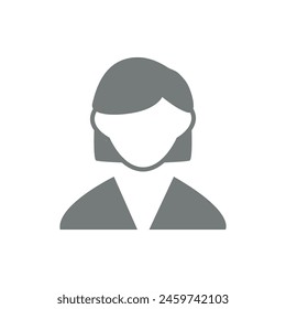 Flache Darstellung der Vektorgrafik in Graustufen. Avatar, Benutzerprofil, Personensymbol, Profilbild. Geeignet für Social Media Profile, Icons, Bildschirmschoner und als Vorlage.