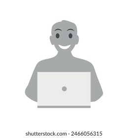 Vector flat illustration in grayscale. Avatar, user profile, person icon, profile picture. Suitable for social media profiles, icons, screensavers and as a template.