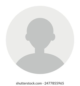 Vector flat illustration in grayscale. Avatar, user profile, person icon, gender neutral silhouette, profile picture. Suitable for social media profiles, icons, screensavers and as a template.