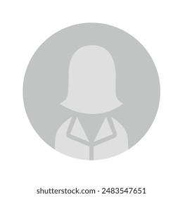 Vector flat illustration in grayscale. Avatar, user profile, person icon, gender neutral silhouette, profile picture. Suitable for social media profiles, icons, screensavers and as a template.