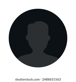 Vector flat illustration in grayscale. Avatar, user profile, person icon, gender neutral silhouette, profile picture. Suitable for social media profiles, icons, screensavers and as a template.