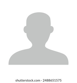 Vector flat illustration in grayscale. Avatar, user profile, person icon, gender neutral silhouette, profile picture. Suitable for social media profiles, icons, screensavers and as a template.