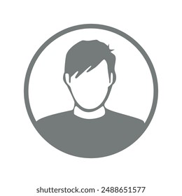 Vector flat illustration in grayscale. Avatar, user profile, person icon, gender neutral silhouette, profile picture. Suitable for social media profiles, icons, screensavers and as a template.