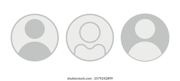 Vector flat illustration in grayscale. Avatar, user profile, person icon, gender neutral silhouette, profile picture. Suitable for social media profiles, icons, screensavers and as a template.