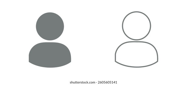 Vector flat illustration in grayscale. Avatar, user profile, person icon, gender neutral silhouette, profile picture. Suitable for social media profiles, icons, screensavers and as a template.