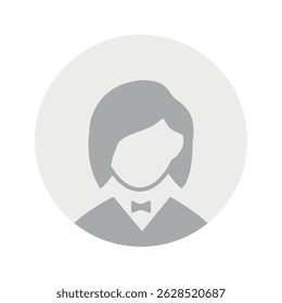 Vector flat illustration in grayscale. Avatar, user profile, person icon, gender neutral silhouette, profile picture. Suitable for social media profiles, icons, screensavers and as a template.