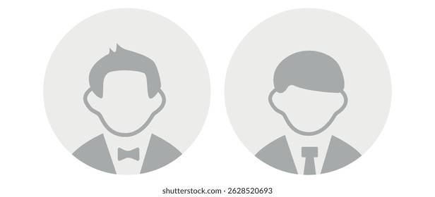 Vector flat illustration in grayscale. Avatar, user profile, person icon, gender neutral silhouette, profile picture. Suitable for social media profiles, icons, screensavers and as a template.