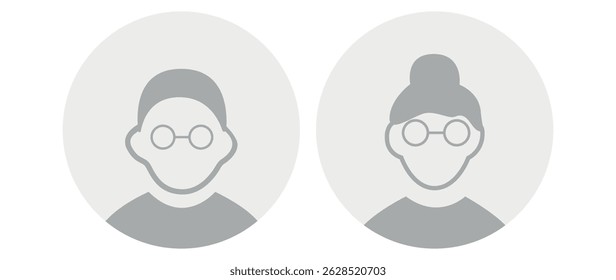 Ilustração plana vetorial em escala de cinza. Avatar, perfil do usuário, ícone de pessoa, silhueta de gênero neutro, imagem de perfil. Adequado para perfis de mídias sociais, ícones, protetores de tela e como um modelo.