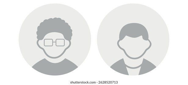 Vector flat illustration in grayscale. Avatar, user profile, person icon, gender neutral silhouette, profile picture. Suitable for social media profiles, icons, screensavers and as a template.