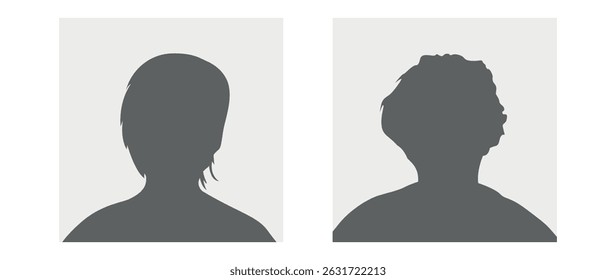 Vector flat illustration in grayscale. Avatar, user profile, person icon, gender neutral silhouette, profile picture. Suitable for social media profiles, icons, screensavers and as a template.