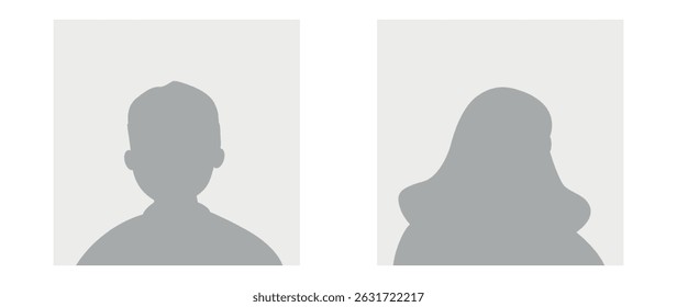 Vector flat illustration in grayscale. Avatar, user profile, person icon, gender neutral silhouette, profile picture. Suitable for social media profiles, icons, screensavers and as a template.