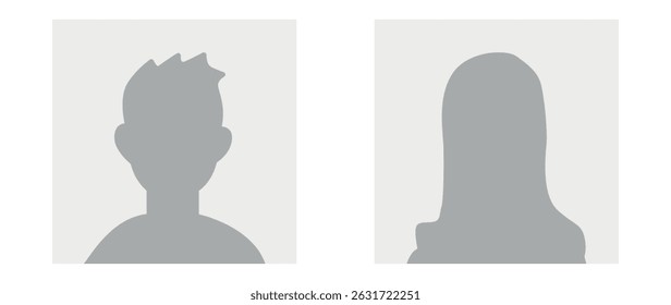 Vector flat illustration in grayscale. Avatar, user profile, person icon, gender neutral silhouette, profile picture. Suitable for social media profiles, icons, screensavers and as a template.