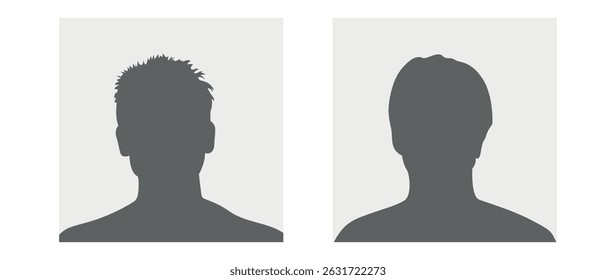Vector flat illustration in grayscale. Avatar, user profile, person icon, gender neutral silhouette, profile picture. Suitable for social media profiles, icons, screensavers and as a template.