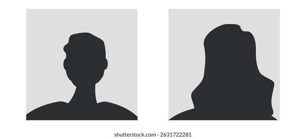 Vector flat illustration in grayscale. Avatar, user profile, person icon, gender neutral silhouette, profile picture. Suitable for social media profiles, icons, screensavers and as a template.