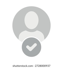 Ilustração plana vetorial em escala de cinza. Avatar, perfil do usuário, ícone de pessoa, silhueta de gênero neutro, imagem de perfil. Adequado para perfis de mídias sociais, ícones, protetores de tela e como um modelo.