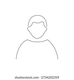 Vector flat illustration in grayscale. Avatar, user profile, person icon, gender neutral silhouette, profile picture. Suitable for social media profiles, icons, screensavers and as a template.