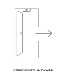 Vector flat illustration in grayscale. Entrance or exit door icon. Suitable for social media, icons, screensavers and as a template.
