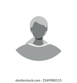 Vector flat illustration in grayscale. Icons of man and woman. Avatar, user profile, person icon, profile picture. Suitable for social media profiles, icons, screensavers and as a template.