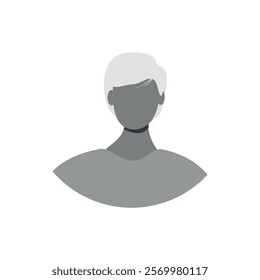 Vector flat illustration in grayscale. Icons of man and woman. Avatar, user profile, person icon, profile picture. Suitable for social media profiles, icons, screensavers and as a template.