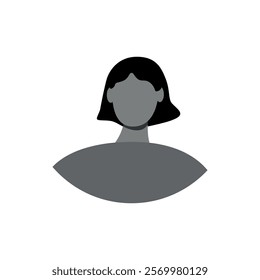 Vector flat illustration in grayscale. Icons of man and woman. Avatar, user profile, person icon, profile picture. Suitable for social media profiles, icons, screensavers and as a template.