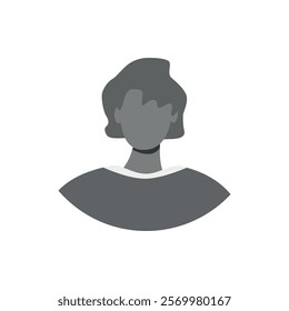 Vector flat illustration in grayscale. Icons of man and woman. Avatar, user profile, person icon, profile picture. Suitable for social media profiles, icons, screensavers and as a template.