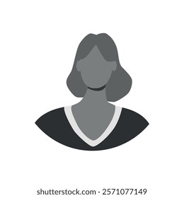 Vector flat illustration in grayscale. Icons of man and woman. Avatar, user profile, person icon, profile picture. Suitable for social media profiles, icons, screensavers and as a template.