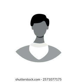 Vector flat illustration in grayscale. Icons of man and woman. Avatar, user profile, person icon, profile picture. Suitable for social media profiles, icons, screensavers and as a template.