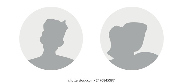 Vector flat illustration in grayscale. A man and a woman. Avatar, user profile, person icon, profile picture. Suitable for social media profiles, icons, screensavers and as a template.