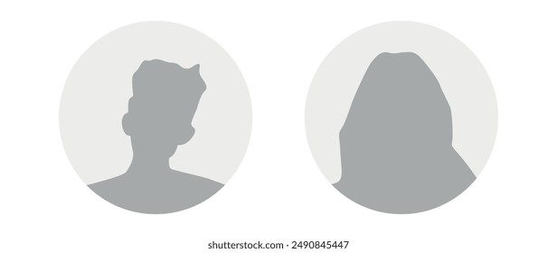 Vector flat illustration in grayscale. A man and a woman. Avatar, user profile, person icon, profile picture. Suitable for social media profiles, icons, screensavers and as a template.