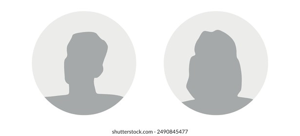 Vector flat illustration in grayscale. A man and a woman. Avatar, user profile, person icon, profile picture. Suitable for social media profiles, icons, screensavers and as a template.