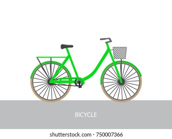 Vector flat illustration of green  bicycle