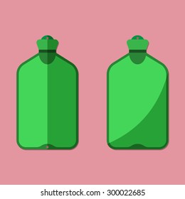 Vector Flat Illustration Of Green Hot Water Bottle