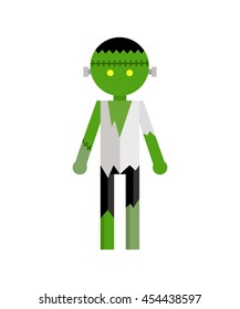 Vector flat illustration of green monster. Element for design on white background.