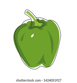 Vector flat illustration of green pepper on a white background