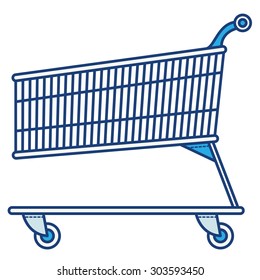 vector flat  illustration of grocery cart on wheels