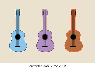 vector flat illustration guitar collection