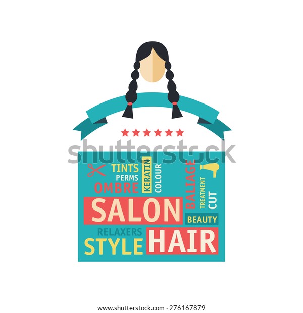 Vector Flat Illustration Hair Salon Labels Stock Vector Royalty