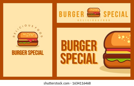 vector flat illustration hamburger with shadow effect. flat style design. set landscape & portrait. solid background.icon Design element, for flyer, brochure, card, poster, menu.