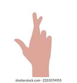 Vector flat illustration of hand with fingers crossed. Vector design element for infographic, web, internet, presentation.