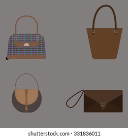 Vector flat  illustration of handbags